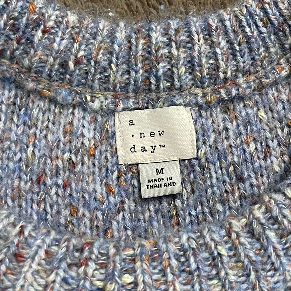 a new day Blue Crew Neck Sweater with Ribbed Details‎ size M - Picture 3 of 6